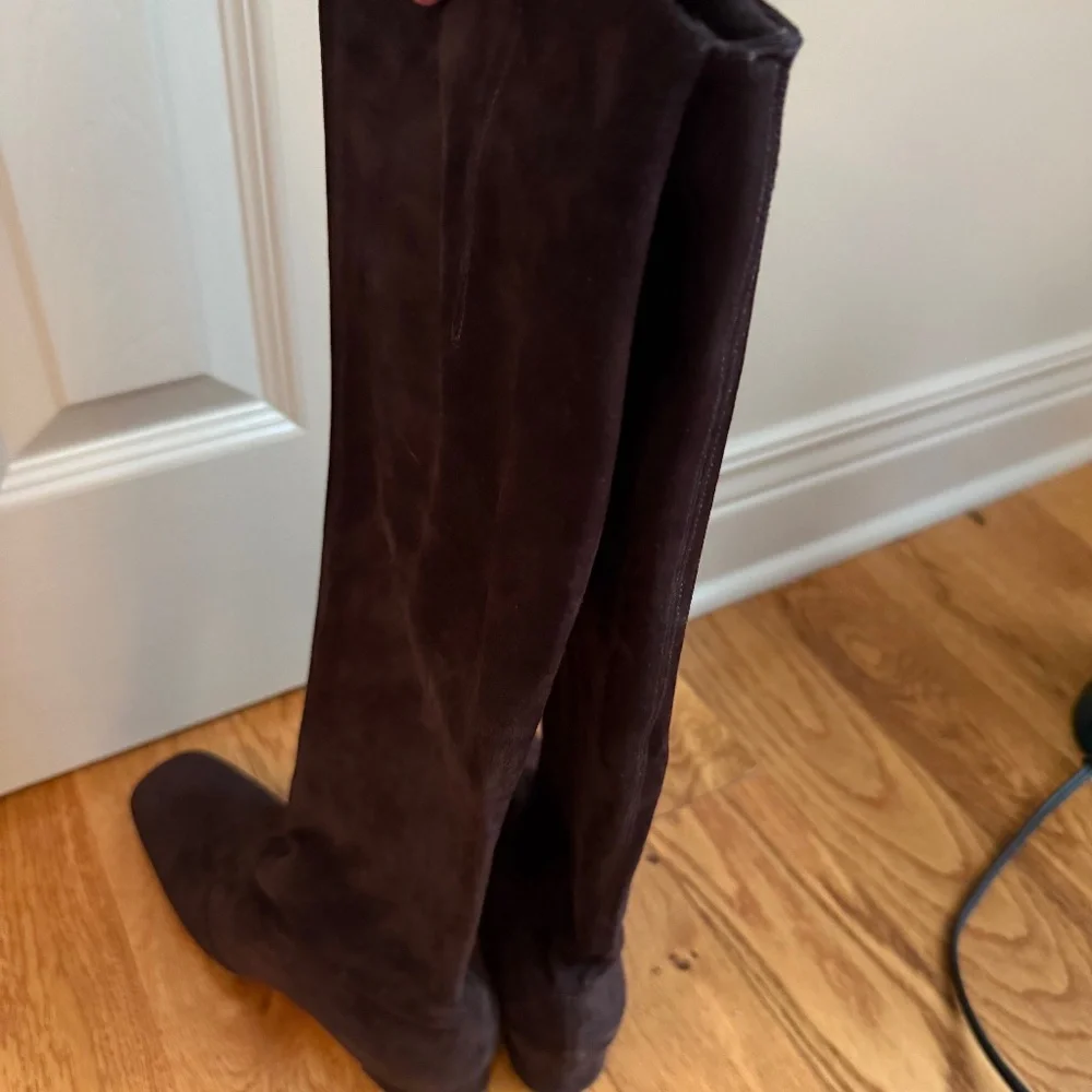 L'autre Chose suede over the knee square toe boot